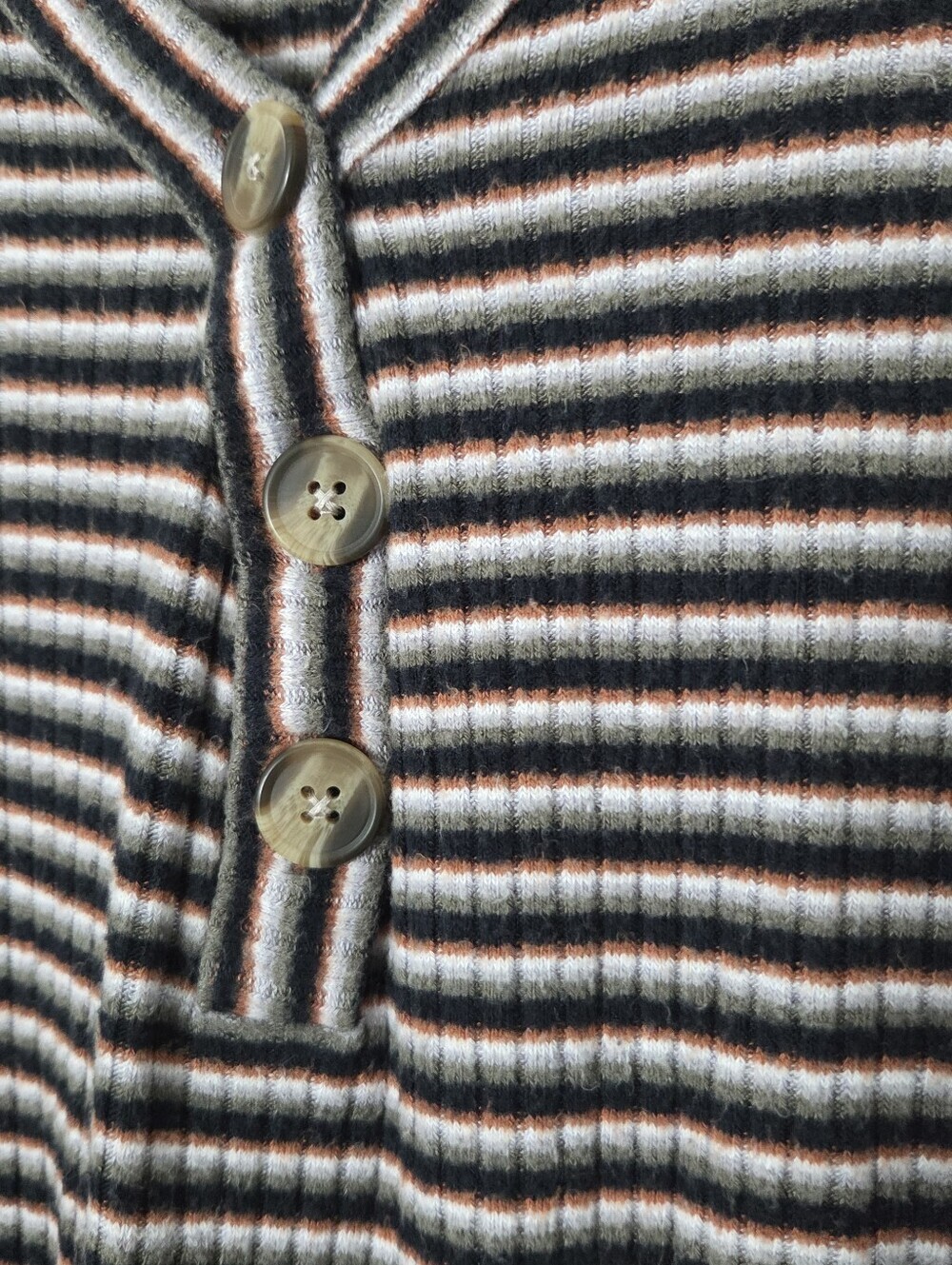 American Eagle Medium Striped Long Sleeve Henley Dress - Picture 2 of 5